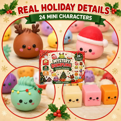 Christmas Mini Squishies Advent Calendar 2026, 24-Day Dumpling Squishy Toy Countdown Calendar with Glitter Squeeze Toys, Holiday Gift for Kids