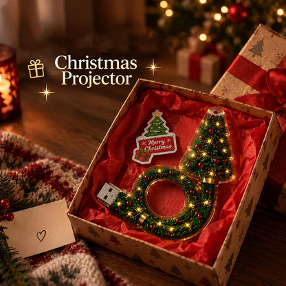Christmas Projector Light, USB Mini Christmas Tree with 6+ Holiday Projection Designs