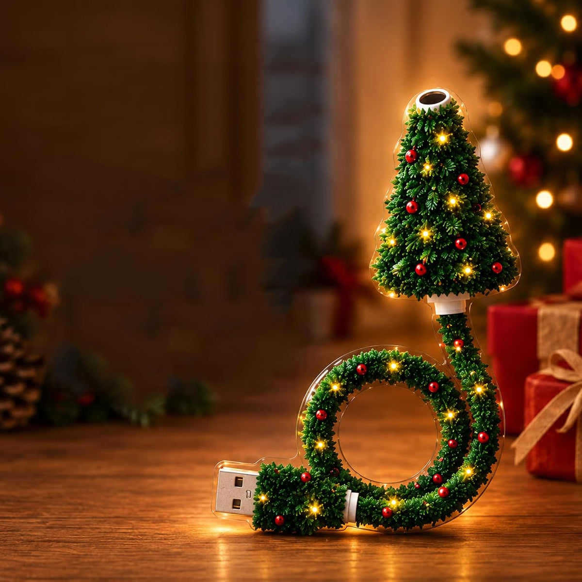 Christmas Projector Light, USB Mini Christmas Tree with 6+ Holiday Projection Designs